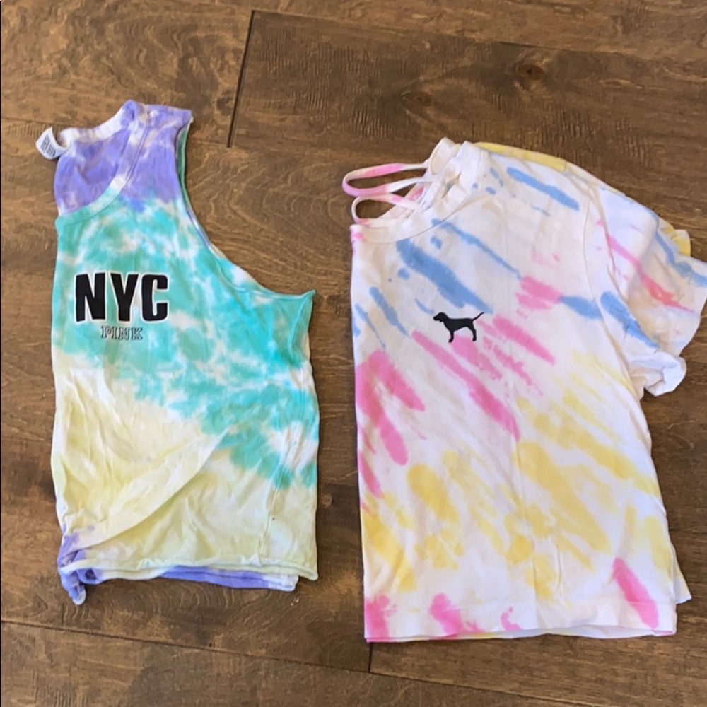 Pink tyedye tops size L